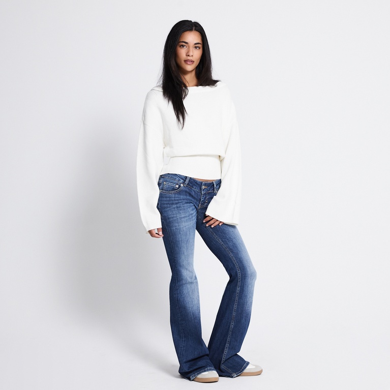 Waisted knit sweater "Khloe" Off white